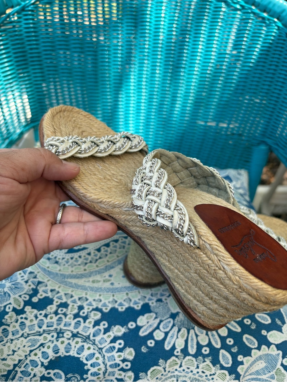 Christian Louboutin Leather Patterned Espadrilles Gently Worn EUC Size 36 - Picture 9 of 10